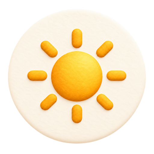 Hello! — a golden sun on a cream disc